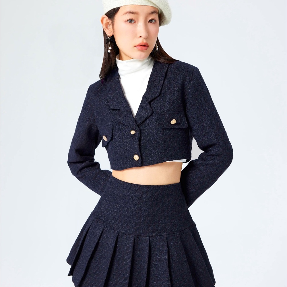 Cider Size S Navy Blue tweed co-ord set